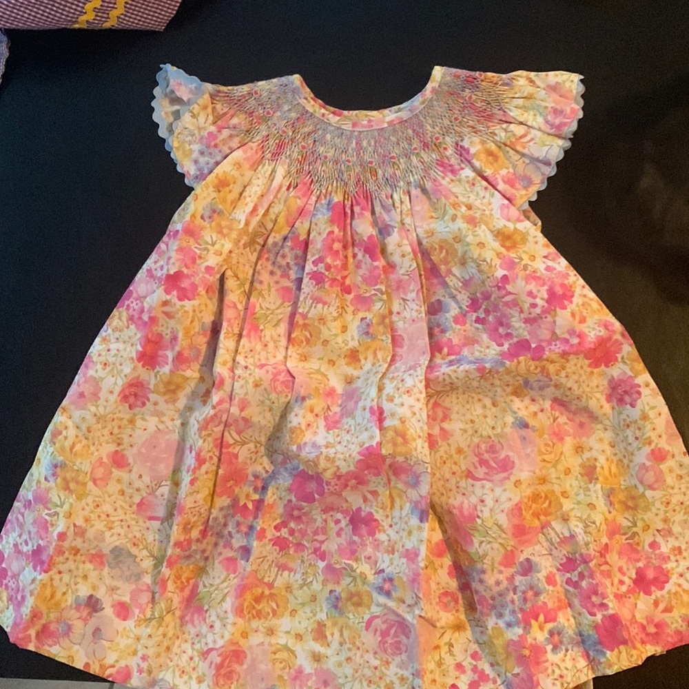 Floral smocked dress with shorts